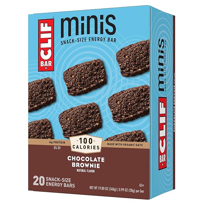 CLIF BAR Minis - Chocolate Brownie Flavor - Made with Organic Oats - 4g Protein - Non-GMO - Plant Based - Snack-Size Energy Bars - 0.99 oz. (20 Pack)