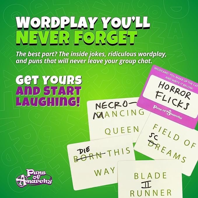 Puns of Anarchy - The Outrageous Pun-Making Game - No Bands, Movies, or Famous Things are Safe from Becoming Hilarious Wordplay Game for Creative People