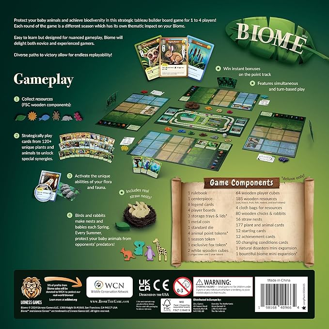 Biome Deluxe - Hand Management Board Game, Nature & Seasons, Strategy Tableau Building, Educational Game, Age 10+, 1-4 Players, 60+ Min