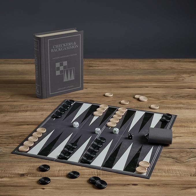 WS Game Company Checkers and Backgammon Vintage Bookshelf Edition
