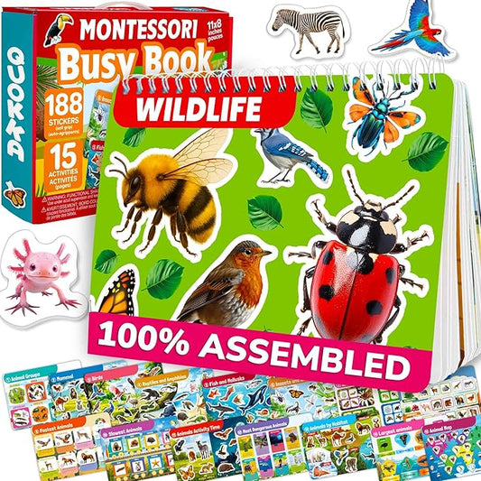 QUOKKA Montessori Busy Book for Ages 4-8 - Pre K Toddler Learning Activities for Homeschooling - My Preschool Busy Book for Toddlers 3-5 - 15 Kids Educational Animal Activities