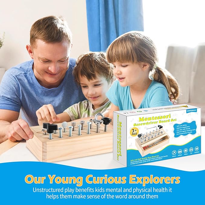 Montessori Toys for 3 4 5 Year Old,Montessori Screwdriver Board Set,Kids Tool Set,Sensory Preschool Learning for Toddler Travel,Fine Motor Skills - STEM Toys