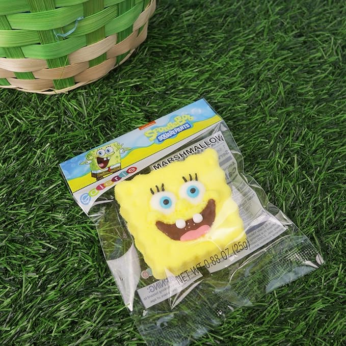 SpongeBob SquarePants Candy, Giant Sugar Coated Marshmallows, Individually Wrapped Party Favors, 4 Count Box