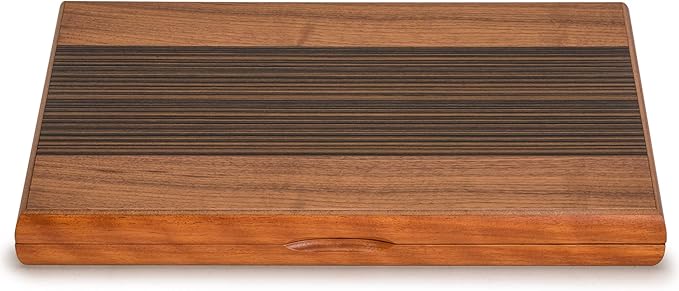 Yellow Mountain Imports Wooden Inlaid Backgammon Game Set, Pasadena - Classic Strategy Board Game Set with Acrylic Playing Pieces & Wooden Dice Cups, 15-inch Board