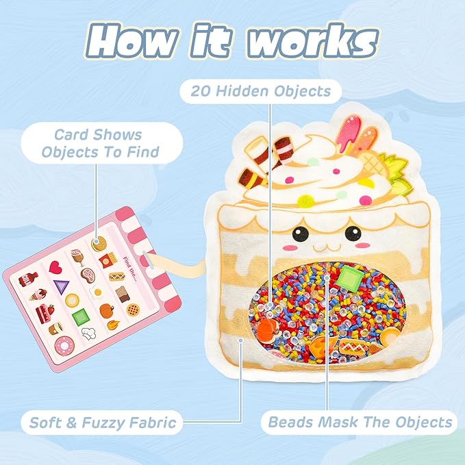 Joyreal Hide and Seek Busy Bag- 3 Pack Seek and Find Hidden Object Game, Sensory Hidden Object Search Problem Solving Travel Game for Kids 3+, Including Alphabet, Food, Fish, Animal (3)