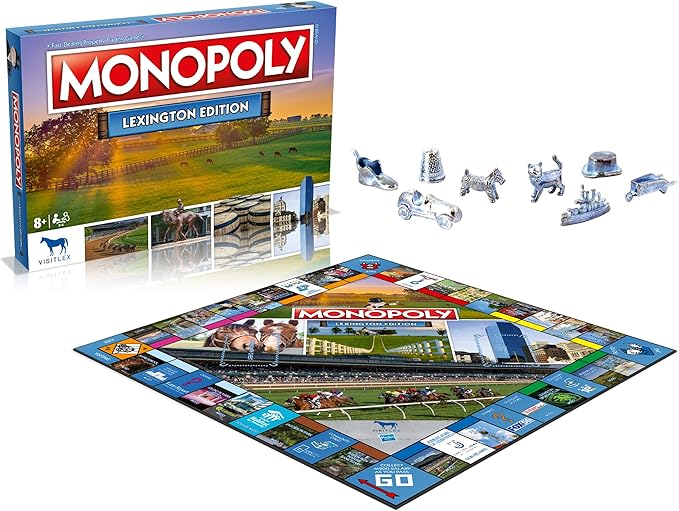 Monopoly Board Game - Lexington Edition: 2-6 Players Family Board Games for Kids and Adults, Board Games for Kids 8 and up, for Kids and Adults, Ideal for Game Night