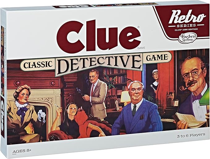 Hasbro Gaming Retro Series Clue 1986 Edition Board Game, Classic Mystery Game for Kids, Family Board Games for 3-6 Players, Ages 8+ (Amazon Exclusive)