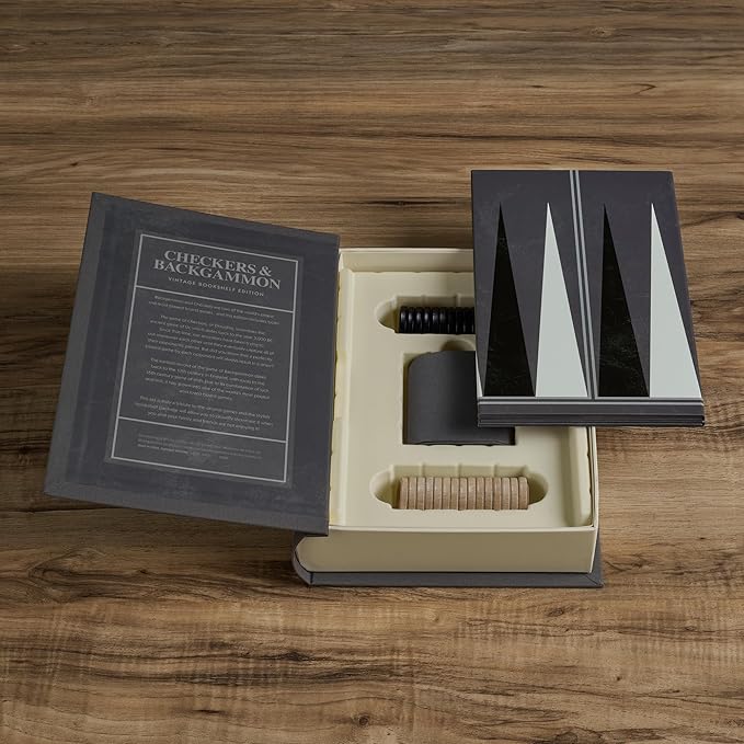 WS Game Company Checkers and Backgammon Vintage Bookshelf Edition