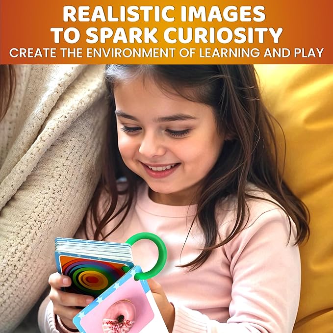 QUOKKA 225 Flash Cards for Toddlers 1-3 – Alphabet & First Words Flashcards with Rings – Toddler Educational Toys for Learning – Fun Big Size Letter Flashcards for Toddlers 3-5 Years