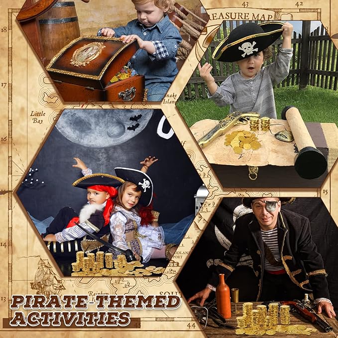 Hanaive 100 Pcs Metal Pirate Coins Bulk Gold Fake Coins Spanish Doubloon Tokens for Kids Board Games Pirate Party Cosplay(Irregular)