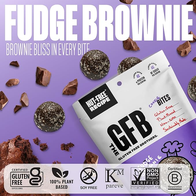 The GFB Fudge Brownie Cookie Protein Bites - Allergen Friendly & Nut Free - Gluten Free, Plant Based, Non GMO, Sustainably Made – Ridiculously Tasty, Healthy, Protein Energy Balls, 4 oz (6 Count)