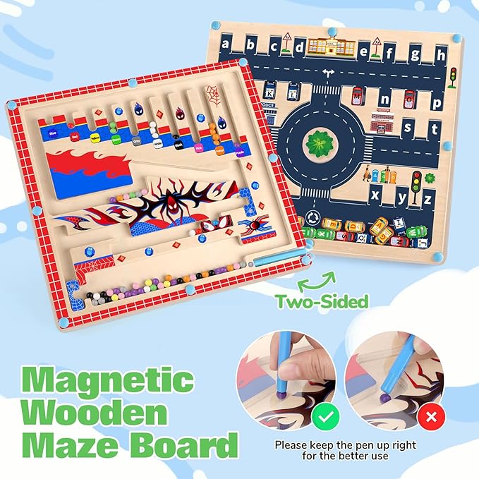 Toys for Boys 2 in 1 Montessori Toys Magnetic Color and Number Maze for Toddler Boys Gifts Magnetic Alphabet Maze ABC Alphabet Learning Preschool Learning Activities Toddler Busy Board Game