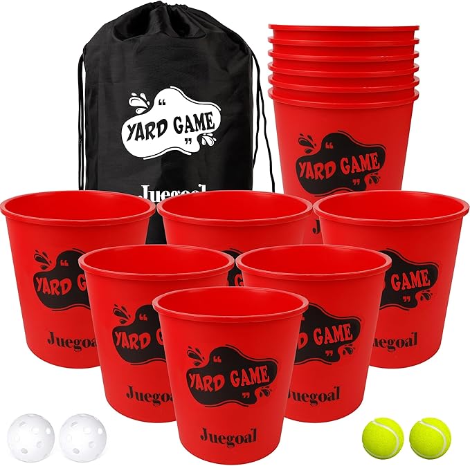 Juegoal Outdoor Yard Games Set with Buckets and Balls, Toss Game Throwing Game for Beach, Camping, Lawn and Backyard