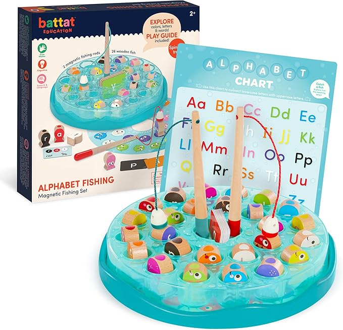 Battat Education Toddlers Magnetic Fishing Game Alphabet Fishing 2 Years +
