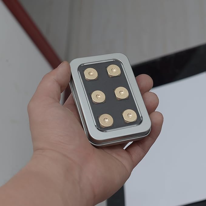 Metal Dice Set 6pcs, Solid Brass Dice with Gift Metal Case and Portable Bag, 6 Sided Metal Dice for Tables Board Game, Poker Party Role Playing Games