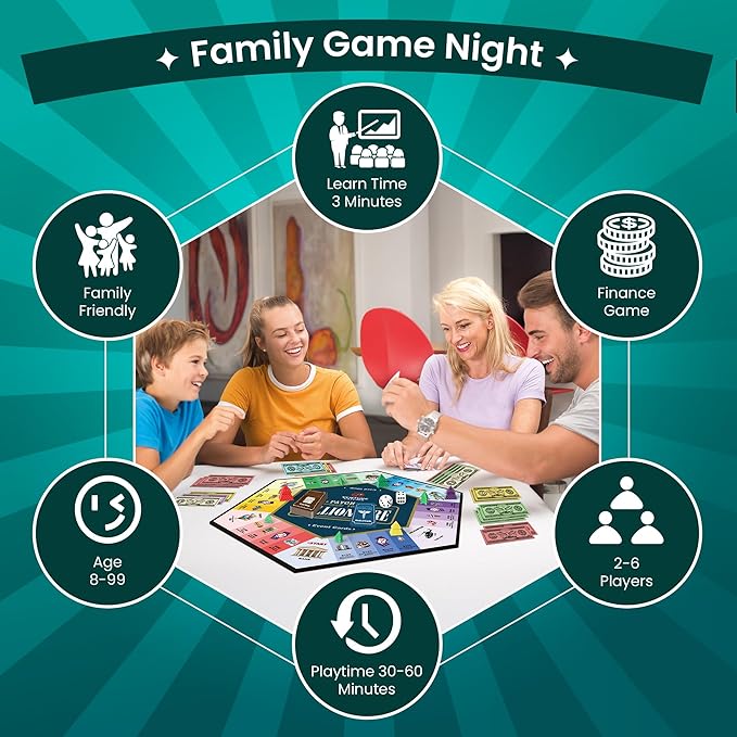 Paycheck to Billionaire: Master Financial Freedom - Smart Investing & Cost Management Board Game - Ideal for Game Night, Educational Play - Perfect for Boys and Girls Ages 8+, Adults and Family