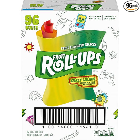 Betty Crocker Fruit Roll Ups, Crazy Colors, 0.5 Oz, 96 Count