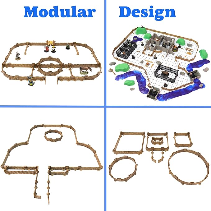 Palisades Fences Kit - Mini Dungeon Castle Cavern DND Terrain for Tabletop RPGs, Dungeons & Dragons, Pathfinder, War Gaming, and More! by DCD (34+pcs, 7ft 8in)