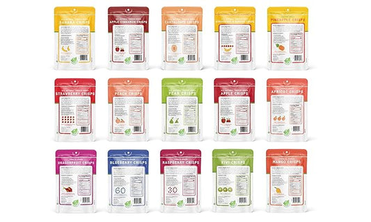 Nature’s Turn Freeze-Dried Fruit Crisps –Healthy, Gluten-Free,Crispy & Delicious, Plant-Based Snack, Ideal for Cereal, Smoothies, School Lunches, & On-the-Go, Ultimate Variety Pack of 36(0.53 oz Each)