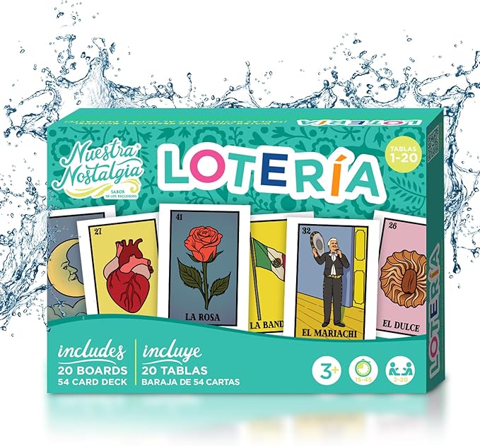 Waterproof 20 Player Loteria | 12 inch by 8 inch Boards | Shuffleable Card Deck | No Stereotypical Characters | Extendable Up To 100 | Perfect for Schools, Cinco de Mayo, Mexican Parties (Boards 1-20)