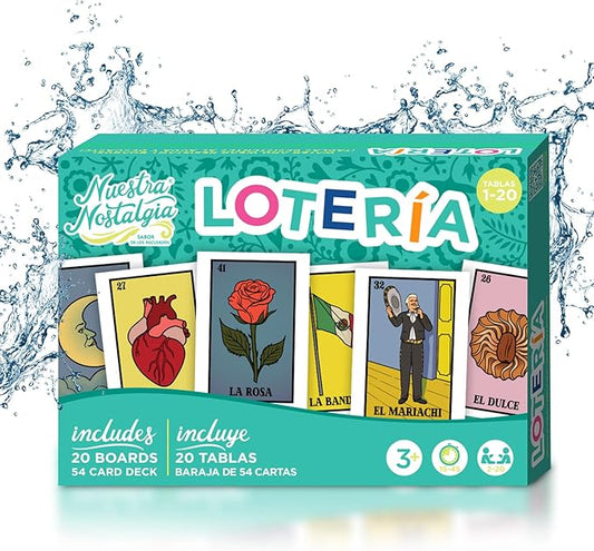 Waterproof 20 Player Loteria | 12 inch by 8 inch Boards | Shuffleable Card Deck | No Stereotypical Characters | Extendable Up To 100 | Perfect for Schools, Cinco de Mayo, Mexican Parties (Boards 1-20)