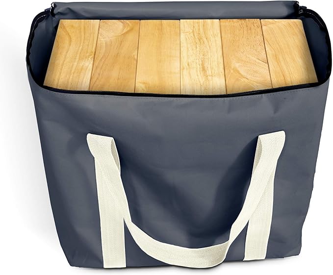 GoSports Giant Wooden Stacking Game - Stacks Up to 5 ft - Choose Brown Wood Stain, Gray, Natural, Stars & Stripes, or Tropical Hardwood - Toppling Tower