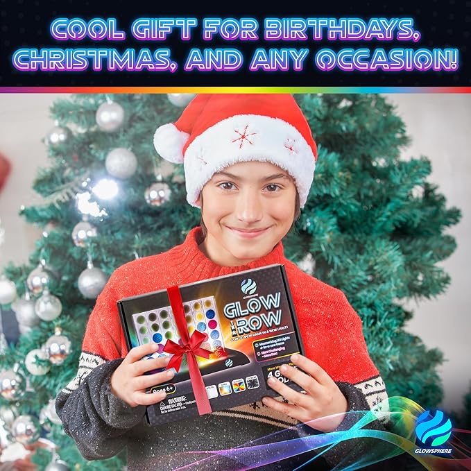 Glow in a Row Light-Up 4 in a Row Board Game, Strategy Games for Kids Ages 6 and Above, 2 Player Game, Perfect for Kids and Adults Family Game Night