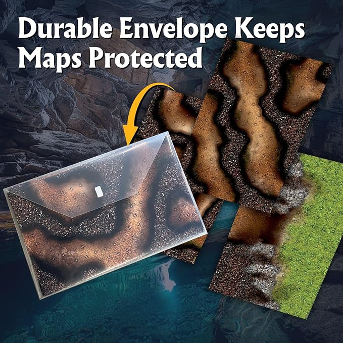 Arcknight The Winding Caverns Roleplaying Battlemaps; 16 Modular RPG Maps in 8 Double-Sided Pages, 1" Square Grid, Modular & Versatile Design for Tabletop Gaming - for Dungeons & Dragons & Pathfinder