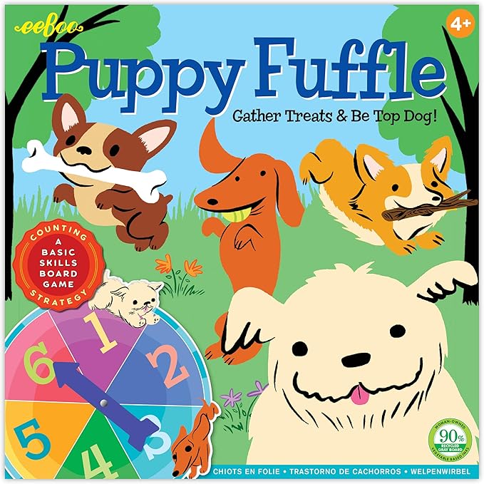 eeBoo: Puppy Fuffle Board Game, Develops Counting, Patience and Problem Solving Skills, A Basic Skills Board Game, Perfect for Ages 4 and up, for 2 to 4 Players