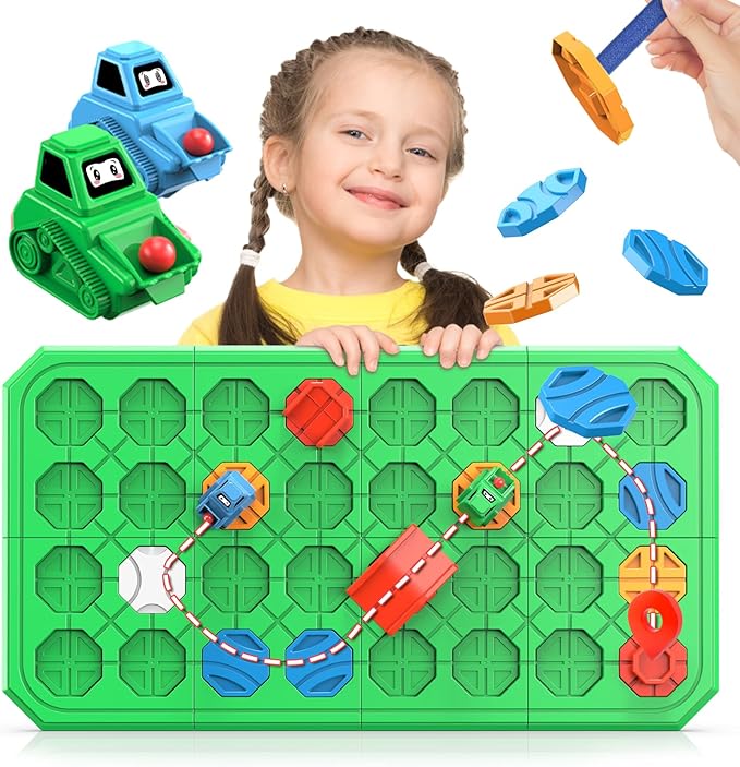 Logic Road Builder Games Toys: STEM Toys for 4 Year Old Kids Montessori Board Game Brain Teaser Puzzles Preschool Learning Activities Educational Toy for Toddler Ages 3 5 6 7 8-12 Boys Girls Gifts
