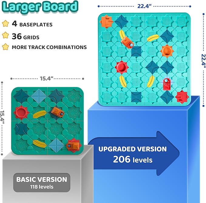 Stem Toys Board Games for Kids Ages 4-8 Montessori Building 3 4 5 Year Old Smart BrainTeasers Puzzle (Logical Road Builder)