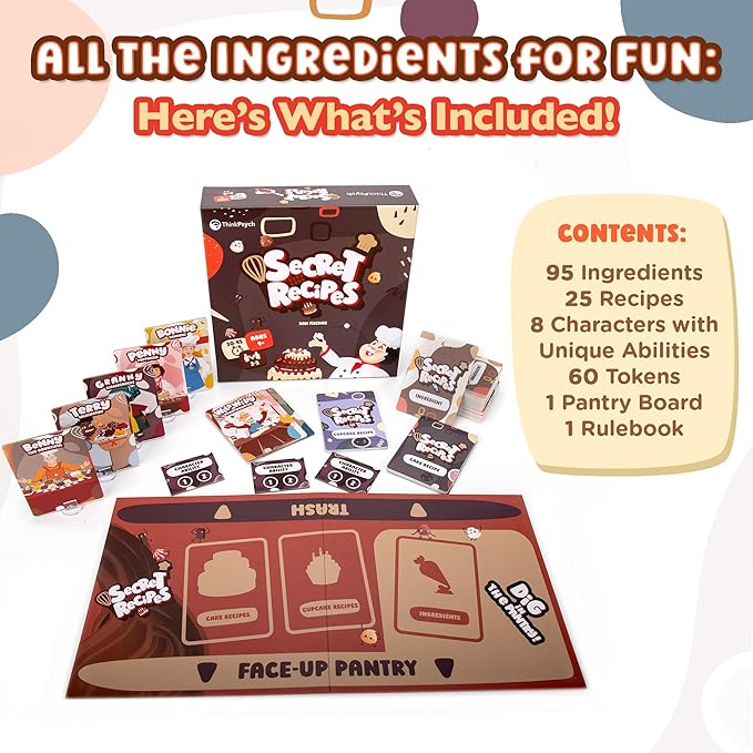 Secret Recipes - The Sneaky Baking Game for The Whole Family - 2-5 Players - Family Board Games for Kids and Adults - Ages 9+