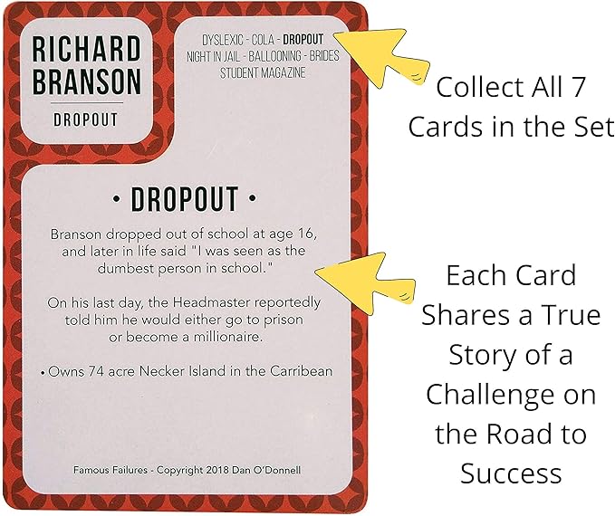 Better Me Famous Failures Card Game - Educational Game About Success and Resilience, Fun Family Activity for Game Night, Ideal for Teens