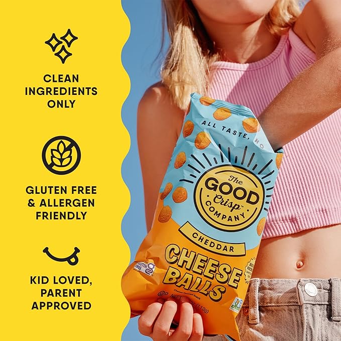 The Good Crisp Company, Cheddar Cheese Balls, 4 Ounce Bags (Pack of 8)