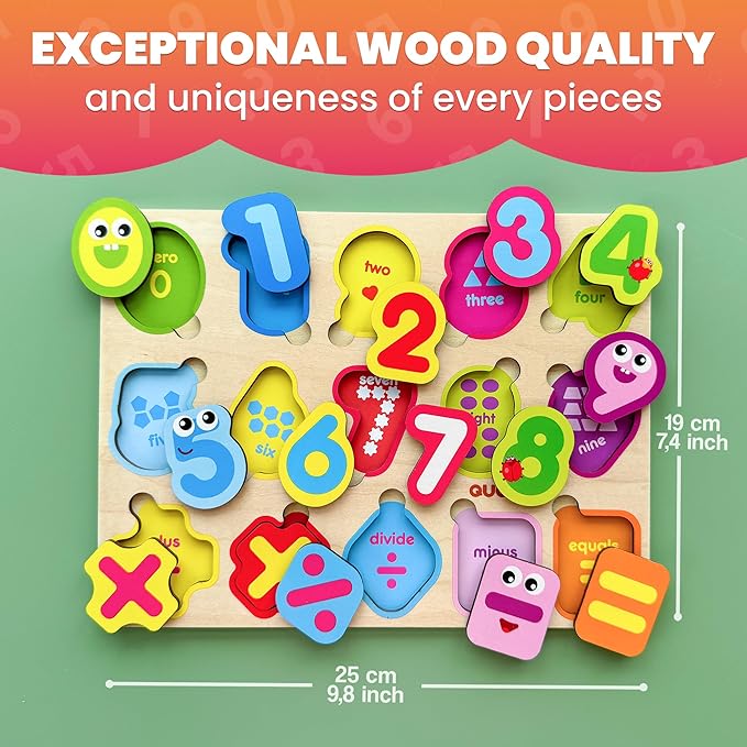 QUOKKA Wooden Puzzles for Toddlers 3-5 - Numbers Toddler Puzzles 1-3 Years Old - Digits Gift Educational Toys for Boys and Girls - Wood Games for Children's Learning 2-4