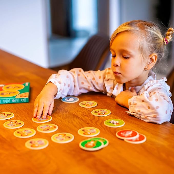 Montessori-Inspired Wooden Matching Game for Toddlers 2-4 Years - Durable, Scratch-Resistant 36 Card Set, Includes Carry Bag - Memory Game for Toddlers 2-4 Years - Cognitive Verbal Skills Development