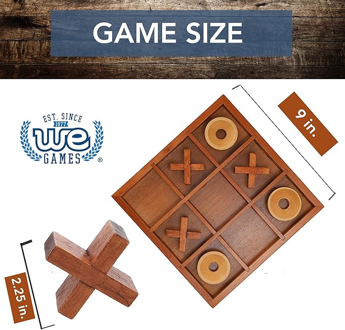 WE Games Tic-tac-Toe Wooden Board Game