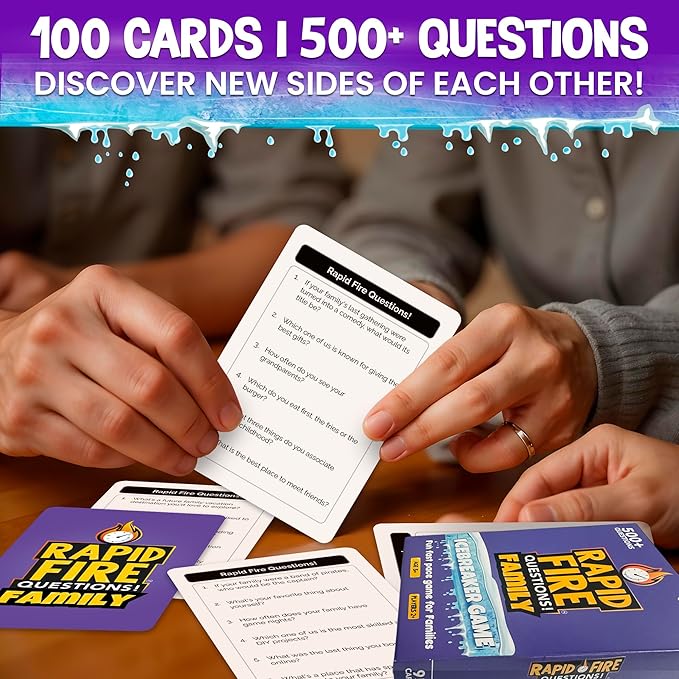QUOKKA Family Conversation Cards Game - Break The Ice Game for Kids and Families - Icebreaker Cards with 500+ Questions - Family Game for Kids 8-12 - Perfect for Families Games Night I Travel Version