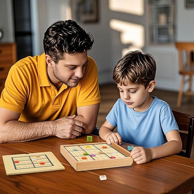 BOHS Wooden Rainbow Sudoku Puzzle - 3 in 1 Easy to Hard - with Sudoku Book of 320 Puzzles - Desktop Brain Teaser Game Toys