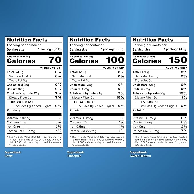 Good Chips Baked Crunchy Apple, Pineapple, Sweet Plantain - Crispy, Oil Free, Healthy, Naturally Sweet Dried Fruit Snacks Variety Pack - Pack of 3