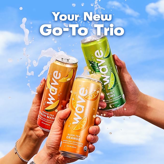 WAVE Sparkling Refreshers | Sparkling Juice | Organic Hydration | Low Calorie Drink | Lightly Carbonated Soda Alternative | No Added Sugar, Preservatives or Artificial Ingredients | Mint Lime | 12 Pk