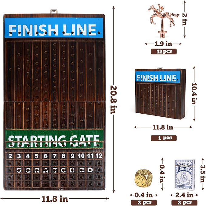 Deluxe Folding Horse Racing Board Game Set with Metal Horses, Foldable Board, Metal Dice, Domino Set, and Card Game – Premium Family Strategy Board Game for Parties, Travel, and Game Night