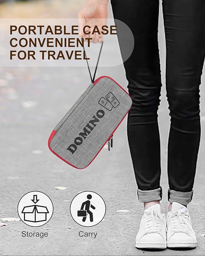 KAILE Double 6 Jumbo Dominoes 28 Tiles Classic Board Games for Kids and Adults with 4 Racks and Bag (Black)