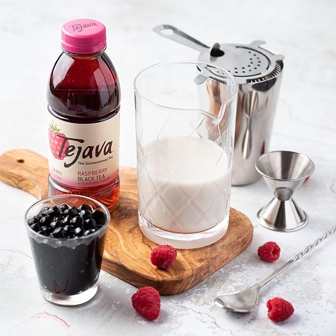 Tejava Raspberry Black Tea, 6 Pack 16.9 oz PET, Unsweetened, Ready-to-Drink Premium Iced Tea