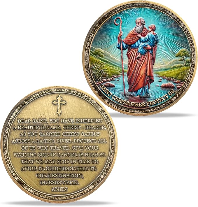 Saint Shepherd and Holy Child Religious Coin Inspirational Bible Verse Medallion Faith-Based Gifts for Spiritual Encouragement for Men & Women