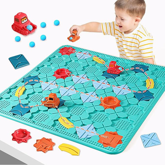 Stem Toys Board Games for Kids Ages 4-8 Montessori Building 3 4 5 Year Old Smart BrainTeasers Puzzle (Logical Road Builder)