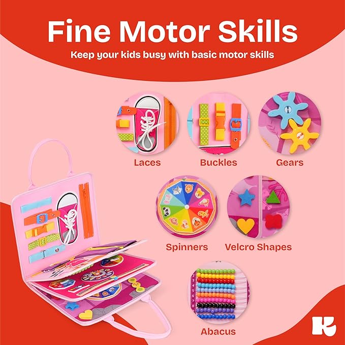 Toddler Busy Board Montessori Toys for Toddlers 1-3 Year Old Educational Activity Book Board Sensory Travel Toys Ages 2-4 Preschool Learning Fine Motor Skills Toy Quiet Book Gift for Kids