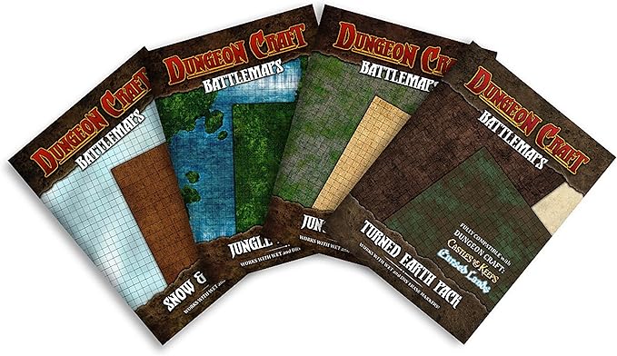 DUNGEON CRAFT Dungeon Craft Premium DND Battle Maps - DND Essentials Kit - Set of 4 - Lost World