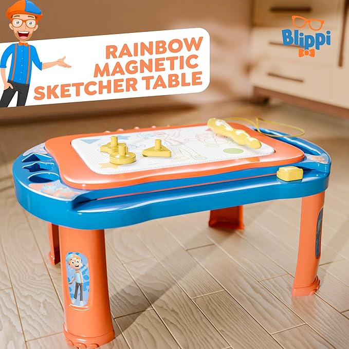 Lollipop Blippi Magnetic Writing Tablet for Kids – Ideal Baby & Toddler Toys – Magnetic Drawing Board with Stands, Pen, and Stamps – Blippi and Mika Inspired Learning Toys for Toddlers 3+