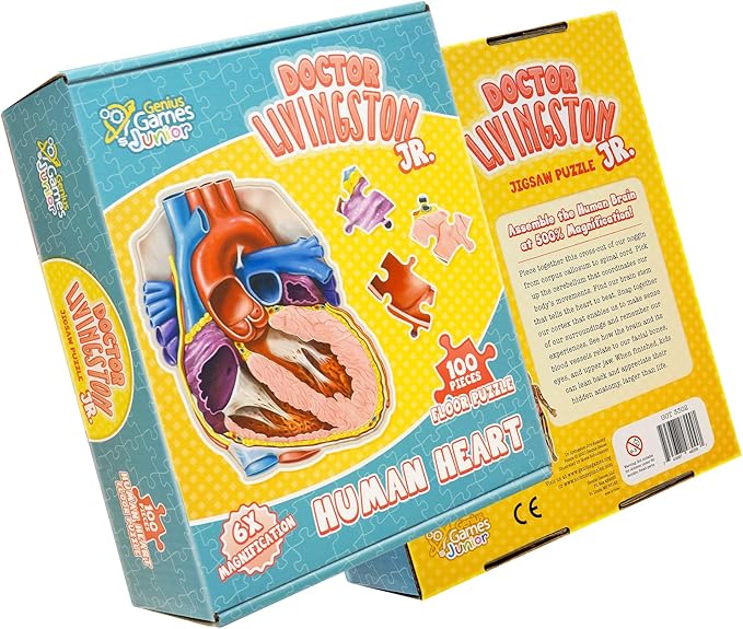 Genius Games Doctor Livingston Jr Anatomy Puzzle - Human Heart Model - 100 Piece Jigsaw for Kids & Teens